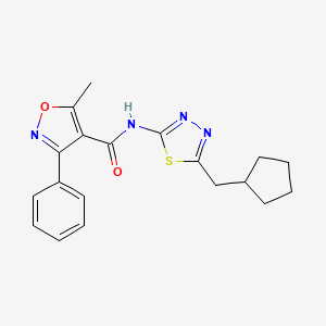 N-[5-(cyclopentylmethyl)-1,3,4-thiadiazol-2-yl]-5-methyl-3-phenyl-1,2-oxazole-4-carboxamide