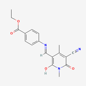 molecular formula C18H17N3O4 B10963270 ethyl 4-{[(Z)-(5-cyano-1,4-dimethyl-2,6-dioxo-1,6-dihydropyridin-3(2H)-ylidene)methyl]amino}benzoate 