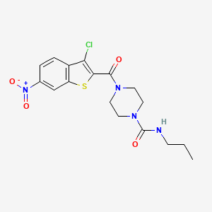 molecular formula C17H19ClN4O4S B10963294 4-[(3-chloro-6-nitro-1-benzothiophen-2-yl)carbonyl]-N-propylpiperazine-1-carboxamide 