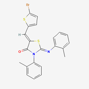 molecular formula C22H17BrN2OS2 B10963312 (2Z,5Z)-5-[(5-bromothiophen-2-yl)methylidene]-3-(2-methylphenyl)-2-[(2-methylphenyl)imino]-1,3-thiazolidin-4-one 