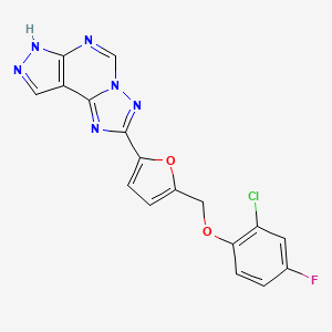 molecular formula C17H10ClFN6O2 B10963325 2-{5-[(2-Chloro-4-fluorophenoxy)methyl]-2-furyl}-7H-pyrazolo[4,3-E][1,2,4]triazolo[1,5-C]pyrimidine 