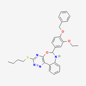 molecular formula C29H30N4O3S B10963327 6-[4-(Benzyloxy)-3-ethoxyphenyl]-3-(butylsulfanyl)-6,7-dihydro[1,2,4]triazino[5,6-d][3,1]benzoxazepine 