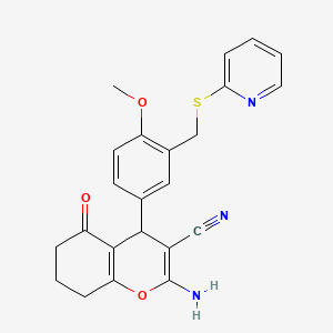 2-amino-4-{4-methoxy-3-[(pyridin-2-ylsulfanyl)methyl]phenyl}-5-oxo-5,6,7,8-tetrahydro-4H-chromene-3-carbonitrile