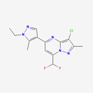 molecular formula C14H14ClF2N5 B10963373 3-chloro-7-(difluoromethyl)-5-(1-ethyl-5-methyl-1H-pyrazol-4-yl)-2-methylpyrazolo[1,5-a]pyrimidine 