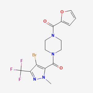 molecular formula C15H14BrF3N4O3 B10963399 [4-bromo-1-methyl-3-(trifluoromethyl)-1H-pyrazol-5-yl][4-(furan-2-ylcarbonyl)piperazin-1-yl]methanone 