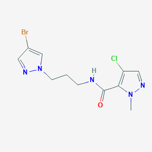 molecular formula C11H13BrClN5O B10963419 N-[3-(4-bromo-1H-pyrazol-1-yl)propyl]-4-chloro-1-methyl-1H-pyrazole-5-carboxamide 