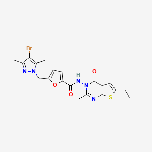 5-[(4-bromo-3,5-dimethyl-1H-pyrazol-1-yl)methyl]-N-(2-methyl-4-oxo-6-propylthieno[2,3-d]pyrimidin-3(4H)-yl)furan-2-carboxamide