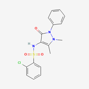 molecular formula C17H16ClN3O3S B10963468 2-chloro-N-(1,5-dimethyl-3-oxo-2-phenyl-2,3-dihydro-1H-pyrazol-4-yl)benzenesulfonamide 