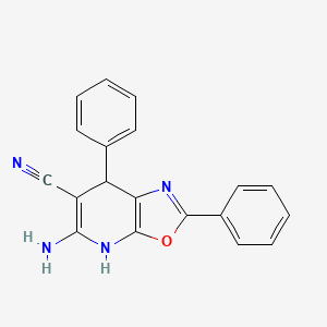 molecular formula C19H14N4O B10963470 5-Amino-2,7-diphenyl-4,7-dihydro[1,3]oxazolo[5,4-b]pyridine-6-carbonitrile 