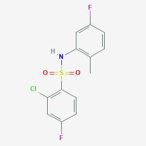 molecular formula C13H10ClF2NO2S B10963488 2-chloro-4-fluoro-N-(5-fluoro-2-methylphenyl)benzenesulfonamide 