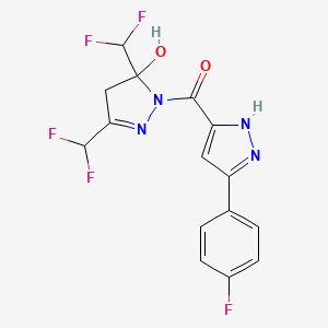 [3,5-bis(difluoromethyl)-5-hydroxy-4,5-dihydro-1H-pyrazol-1-yl][5-(4-fluorophenyl)-1H-pyrazol-3-yl]methanone