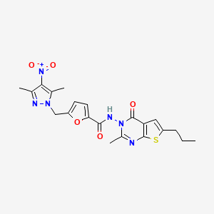 5-[(3,5-dimethyl-4-nitro-1H-pyrazol-1-yl)methyl]-N-(2-methyl-4-oxo-6-propylthieno[2,3-d]pyrimidin-3(4H)-yl)furan-2-carboxamide