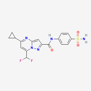 molecular formula C17H15F2N5O3S B10963629 5-cyclopropyl-7-(difluoromethyl)-N-(4-sulfamoylphenyl)pyrazolo[1,5-a]pyrimidine-2-carboxamide 