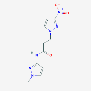 molecular formula C10H12N6O3 B10963671 N-(1-methyl-1H-pyrazol-3-yl)-3-(3-nitro-1H-pyrazol-1-yl)propanamide 