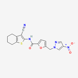 N-(3-cyano-4,5,6,7-tetrahydro-1-benzothiophen-2-yl)-5-[(4-nitro-1H-pyrazol-1-yl)methyl]furan-2-carboxamide