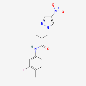 N-(3-fluoro-4-methylphenyl)-2-methyl-3-(4-nitro-1H-pyrazol-1-yl)propanamide