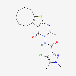 4-Chloro-1,5-dimethyl-N-[2-methyl-4-oxo-5,6,7,8,9,10-hexahydrocycloocta[4,5]thieno[2,3-D]pyrimidin-3(4H)-YL]-1H-pyrazole-3-carboxamide