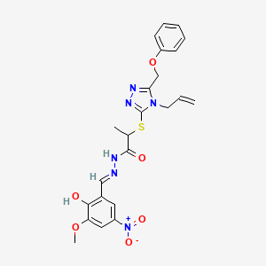 N'-[(E)-(2-hydroxy-3-methoxy-5-nitrophenyl)methylidene]-2-{[5-(phenoxymethyl)-4-(prop-2-en-1-yl)-4H-1,2,4-triazol-3-yl]sulfanyl}propanehydrazide