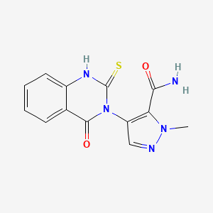 molecular formula C13H11N5O2S B10963752 1-methyl-4-(4-oxo-2-sulfanylquinazolin-3(4H)-yl)-1H-pyrazole-5-carboxamide 