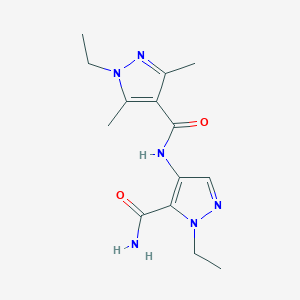 molecular formula C14H20N6O2 B10963802 N-(5-carbamoyl-1-ethyl-1H-pyrazol-4-yl)-1-ethyl-3,5-dimethyl-1H-pyrazole-4-carboxamide 