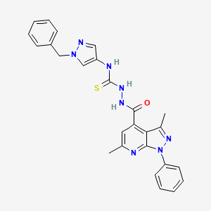 molecular formula C26H24N8OS B10964127 N-(1-benzyl-1H-pyrazol-4-yl)-2-[(3,6-dimethyl-1-phenyl-1H-pyrazolo[3,4-b]pyridin-4-yl)carbonyl]hydrazinecarbothioamide 