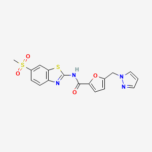 N-[6-(methylsulfonyl)-1,3-benzothiazol-2-yl]-5-(1H-pyrazol-1-ylmethyl)furan-2-carboxamide