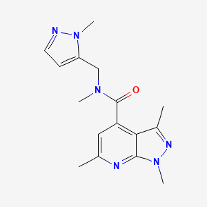 molecular formula C16H20N6O B10964161 N,1,3,6-tetramethyl-N-[(1-methyl-1H-pyrazol-5-yl)methyl]-1H-pyrazolo[3,4-b]pyridine-4-carboxamide 