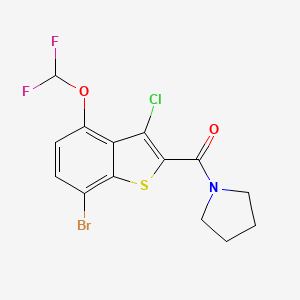 molecular formula C14H11BrClF2NO2S B10964191 [7-Bromo-3-chloro-4-(difluoromethoxy)-1-benzothiophen-2-yl](pyrrolidin-1-yl)methanone 