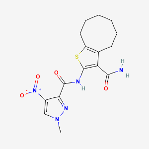 N-(3-carbamoyl-4,5,6,7,8,9-hexahydrocycloocta[b]thiophen-2-yl)-1-methyl-4-nitro-1H-pyrazole-3-carboxamide