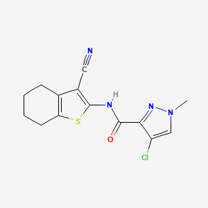 molecular formula C14H13ClN4OS B10964201 4-chloro-N-(3-cyano-4,5,6,7-tetrahydro-1-benzothiophen-2-yl)-1-methyl-1H-pyrazole-3-carboxamide 