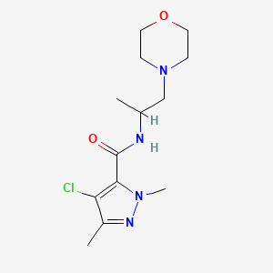 molecular formula C13H21ClN4O2 B10964207 4-chloro-1,3-dimethyl-N-[1-(morpholin-4-yl)propan-2-yl]-1H-pyrazole-5-carboxamide 