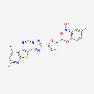 molecular formula C24H18N6O4S B10964219 11,13-dimethyl-4-[5-[(4-methyl-2-nitrophenoxy)methyl]furan-2-yl]-16-thia-3,5,6,8,14-pentazatetracyclo[7.7.0.02,6.010,15]hexadeca-1(9),2,4,7,10(15),11,13-heptaene 