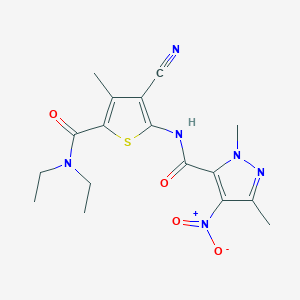 N-[3-cyano-5-(diethylcarbamoyl)-4-methylthiophen-2-yl]-1,3-dimethyl-4-nitro-1H-pyrazole-5-carboxamide