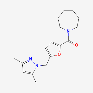 molecular formula C17H23N3O2 B10964283 azepan-1-yl{5-[(3,5-dimethyl-1H-pyrazol-1-yl)methyl]furan-2-yl}methanone 