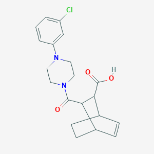 molecular formula C20H23ClN2O3 B10964313 3-{[4-(3-Chlorophenyl)piperazin-1-yl]carbonyl}bicyclo[2.2.2]oct-5-ene-2-carboxylic acid 