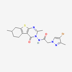 2-(4-Bromo-3-methyl-1H-pyrazol-1-YL)-N-[2,7-dimethyl-4-oxo-5,6,7,8-tetrahydro[1]benzothieno[2,3-D]pyrimidin-3(4H)-YL]acetamide