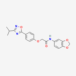 molecular formula C20H19N3O5 B10964404 N-(1,3-benzodioxol-5-yl)-2-{4-[3-(propan-2-yl)-1,2,4-oxadiazol-5-yl]phenoxy}acetamide 