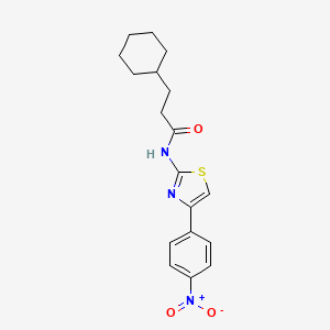 molecular formula C18H21N3O3S B10964412 3-cyclohexyl-N-[4-(4-nitrophenyl)-1,3-thiazol-2-yl]propanamide CAS No. 544689-50-1