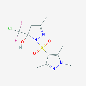 molecular formula C11H15ClF2N4O3S B10964432 5-[chloro(difluoro)methyl]-3-methyl-1-[(1,3,5-trimethyl-1H-pyrazol-4-yl)sulfonyl]-4,5-dihydro-1H-pyrazol-5-ol 