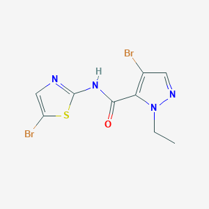 molecular formula C9H8Br2N4OS B10964438 4-bromo-N-(5-bromo-1,3-thiazol-2-yl)-1-ethyl-1H-pyrazole-5-carboxamide 