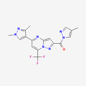 molecular formula C17H14F3N7O B10964440 [5-(1,3-dimethyl-1H-pyrazol-4-yl)-7-(trifluoromethyl)pyrazolo[1,5-a]pyrimidin-2-yl](4-methyl-1H-pyrazol-1-yl)methanone 