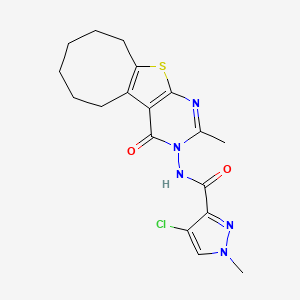 4-Chloro-1-methyl-N-[2-methyl-4-oxo-5,6,7,8,9,10-hexahydrocycloocta[4,5]thieno[2,3-D]pyrimidin-3(4H)-YL]-1H-pyrazole-3-carboxamide