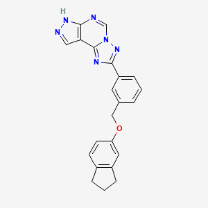 molecular formula C22H18N6O B10964458 2-{3-[(2,3-dihydro-1H-inden-5-yloxy)methyl]phenyl}-7H-pyrazolo[4,3-e][1,2,4]triazolo[1,5-c]pyrimidine 