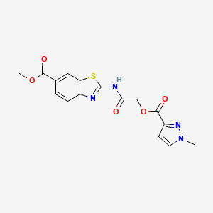 molecular formula C16H14N4O5S B10964471 methyl 2-[({[(1-methyl-1H-pyrazol-3-yl)carbonyl]oxy}acetyl)amino]-1,3-benzothiazole-6-carboxylate 