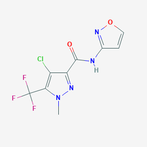 molecular formula C9H6ClF3N4O2 B10964536 4-chloro-1-methyl-N-(1,2-oxazol-3-yl)-5-(trifluoromethyl)-1H-pyrazole-3-carboxamide 