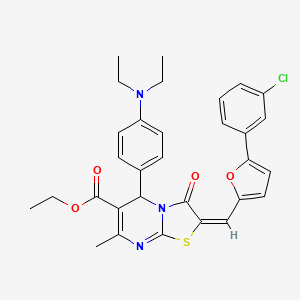 ethyl (2E)-2-{[5-(3-chlorophenyl)furan-2-yl]methylidene}-5-[4-(diethylamino)phenyl]-7-methyl-3-oxo-2,3-dihydro-5H-[1,3]thiazolo[3,2-a]pyrimidine-6-carboxylate