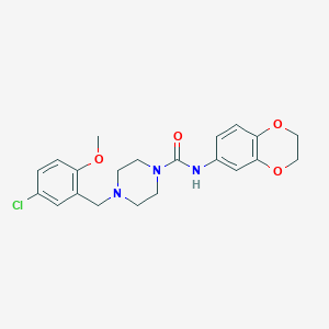 molecular formula C21H24ClN3O4 B10964570 4-(5-chloro-2-methoxybenzyl)-N-(2,3-dihydro-1,4-benzodioxin-6-yl)piperazine-1-carboxamide 