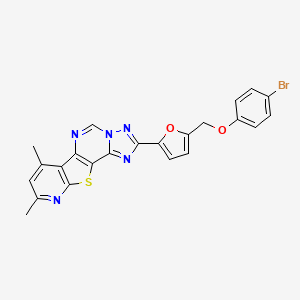 4-[5-[(4-bromophenoxy)methyl]furan-2-yl]-11,13-dimethyl-16-thia-3,5,6,8,14-pentazatetracyclo[7.7.0.02,6.010,15]hexadeca-1(9),2,4,7,10(15),11,13-heptaene