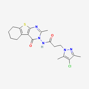 3-(4-Chloro-3,5-dimethyl-1H-pyrazol-1-YL)-N-[2-methyl-4-oxo-5,6,7,8-tetrahydro[1]benzothieno[2,3-D]pyrimidin-3(4H)-YL]propanamide