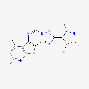 molecular formula C17H14BrN7S B10964681 4-(4-bromo-2,5-dimethylpyrazol-3-yl)-11,13-dimethyl-16-thia-3,5,6,8,14-pentazatetracyclo[7.7.0.02,6.010,15]hexadeca-1(9),2,4,7,10(15),11,13-heptaene 